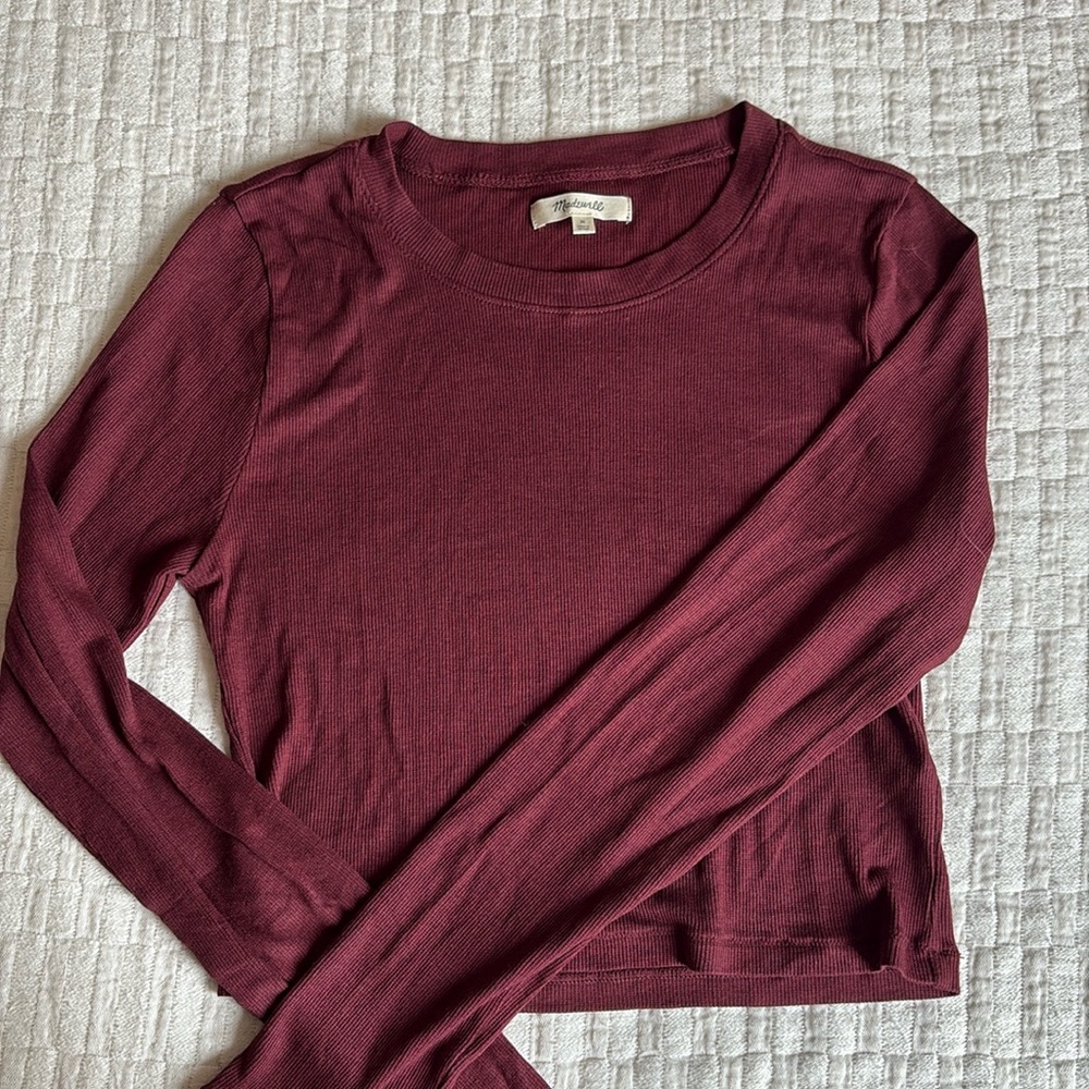 Madewell Women’s Cropped Long-Sleeve Tee | Maroon, M